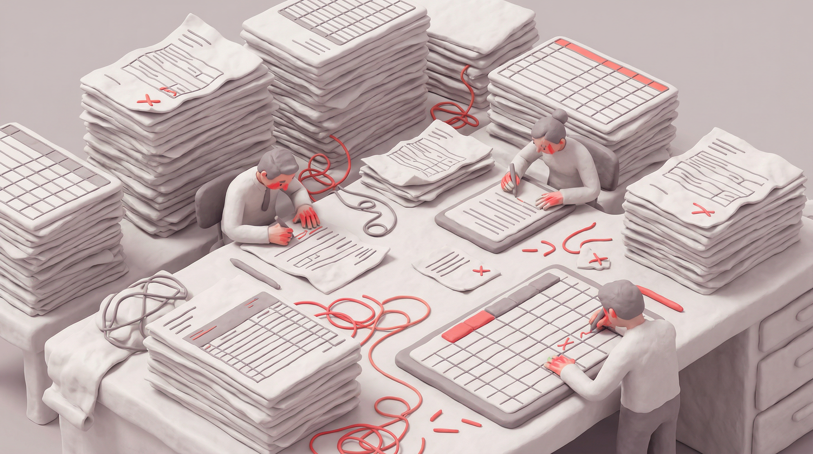 Empleado copiando datos manualmente entre sistemas